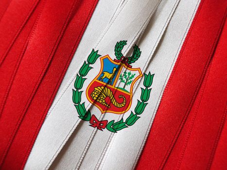 PERUVIAN flag or banner made with red and white ribbons