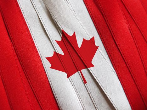 Canada flag or banner made with red and white ribbons