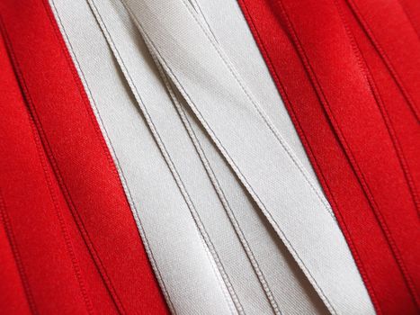 PERUVIAN flag or banner made with red and white ribbons