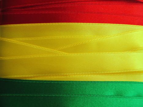 BOLIVIAN flag or banner made with red, yellow and green ribbons