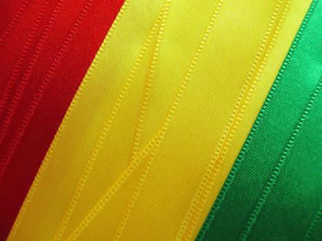 BOLIVIAN flag or banner made with red, yellow and green ribbons