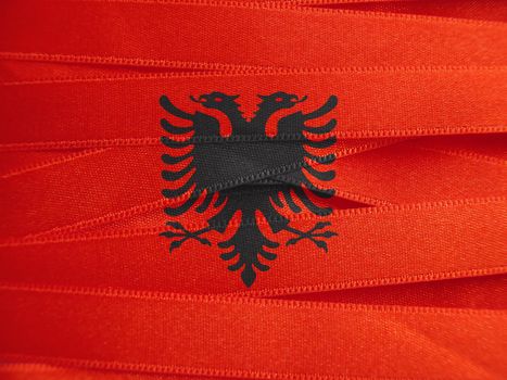 Albania flag or Albanian banner made with ribbons