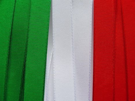 Italy flag or banner made with red, white and green ribbons