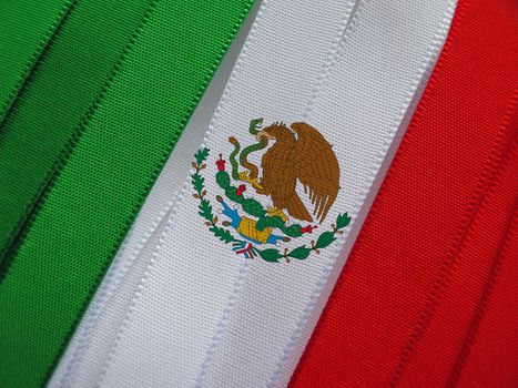 Mexico flag or banner made with red, white and green ribbons