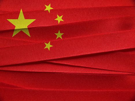 China flag or banner made with red and yellow ribbons