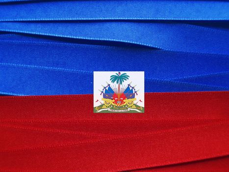 Haiti flag or banner made with red and blue ribbons