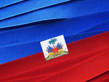 Haiti flag or banner made with red and blue ribbons