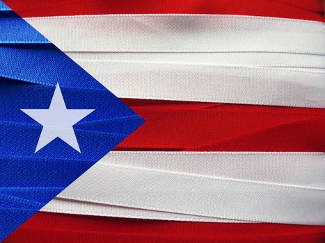 Puerto Rico flag or banner made with red, blue and white ribbons