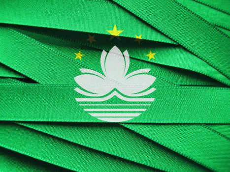 Macau flag or banner made with green ribbons