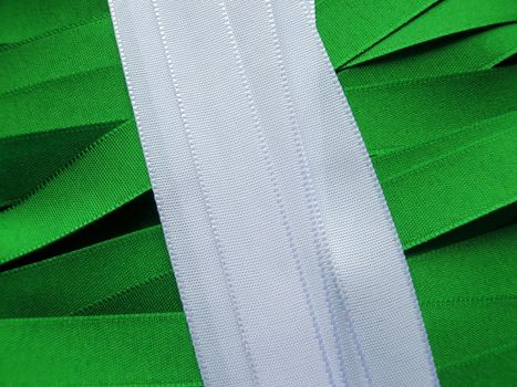 Nigeria flag or banner made with green ribbons