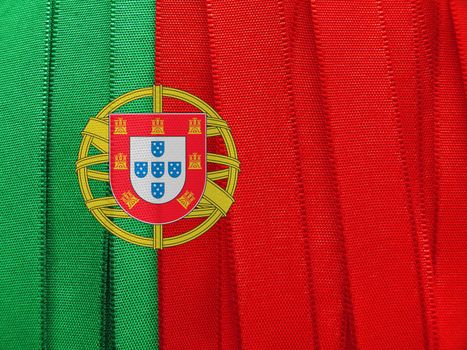 Portugal flag or banner made with red, white and green ribbons