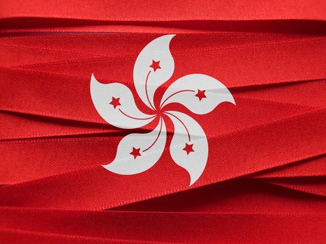 Hong Kong flag or banner made with red ribbons