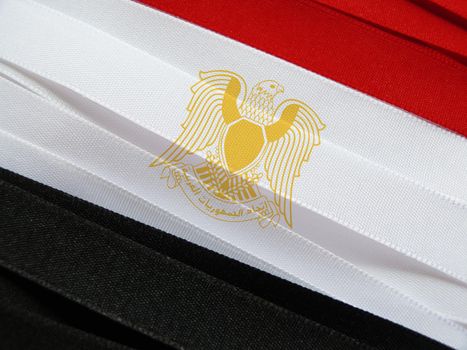 Egypt flag or banner made with red, white and black ribbons