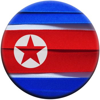 North Korea flag or banner made with red, blue and white ribbons