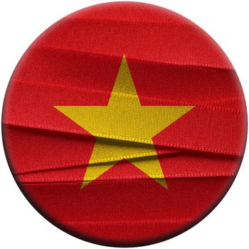 Vietnam flag or banner made with red ribbons