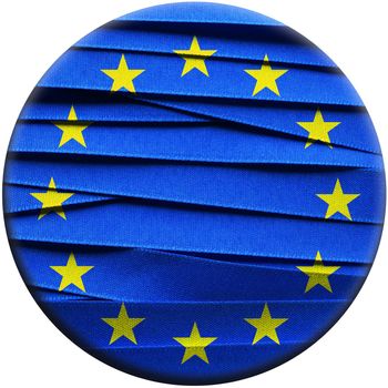 EUROPEAN UNION flag or banner made with blue ribbon