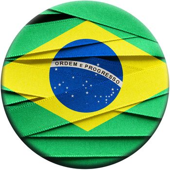 Brazil flag or banner made with green ribbons