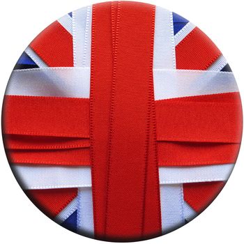 United Kingdom flag or banner made with blue, red and white ribbons