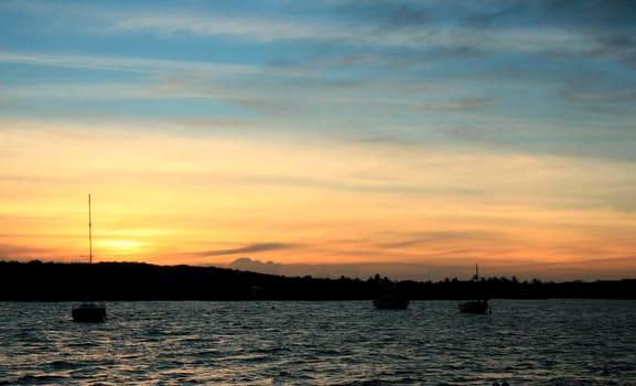porto seguro, bahia / brazil - january 1, 2009: sunset is seen in the city of Porto Seguro.