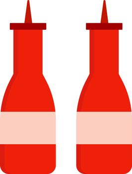 Two bottles of ketchup, illustration, vector on white background.