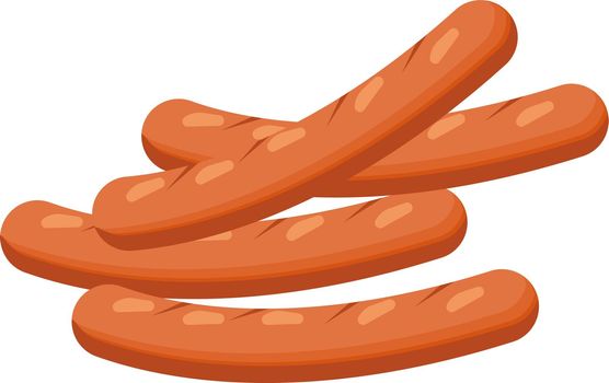 Fresh sausages, illustration, vector on white background.