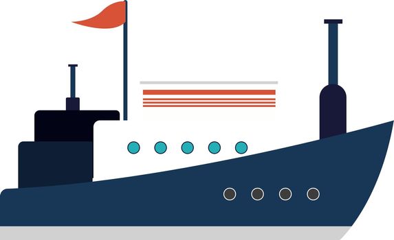 Blue ship, illustration, vector on white background.
