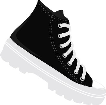 Black sneakers, illustration, vector on white background.