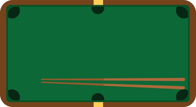 Snooker table, illustration, vector on white background.