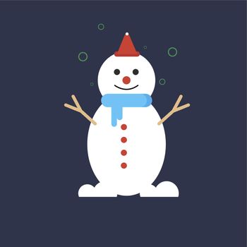 Happy Snowman, illustration, vector on white background.