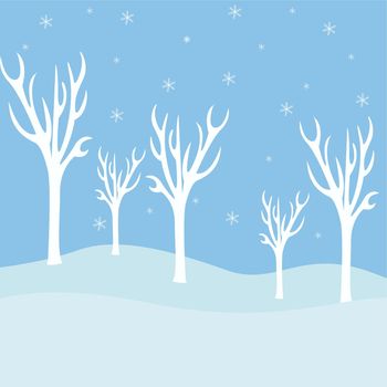 Snow forest, illustration, vector on white background.