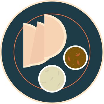 South indian food, illustration, vector on white background.