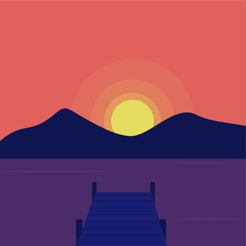 Beautiful Sunset, illustration, vector on white background.