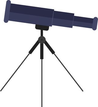 Blue telescope, illustration, vector on white background.