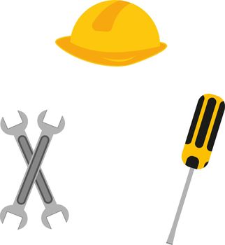 Working tools, illustration, vector on white background.