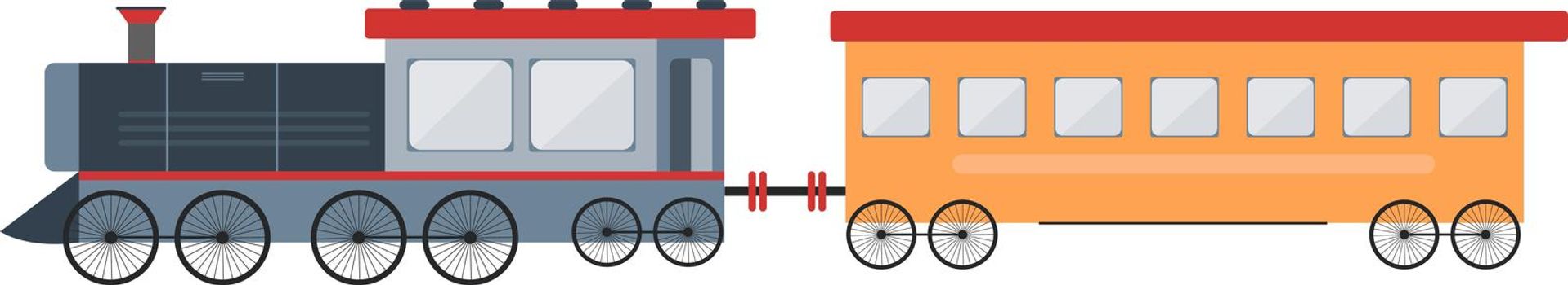 Old train, illustration, vector on white background.