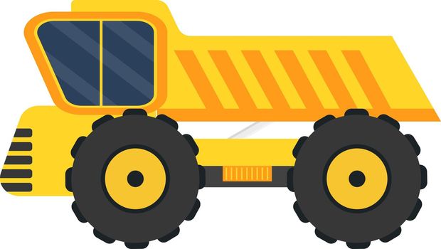 Yellow truck, illustration, vector on white background.