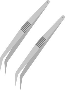 Grey tweezers, illustration, vector on white background.