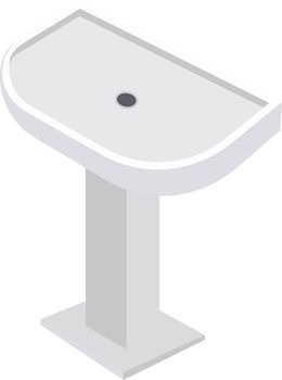 White washbasin, illustration, vector on white background.