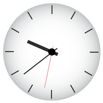 White clock, illustration, vector on white background.