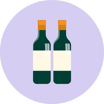 Two wine bottles, illustration, vector on white background.