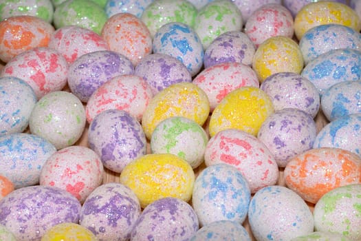 easter colorful eggs close-up on a wooden background. High quality photo