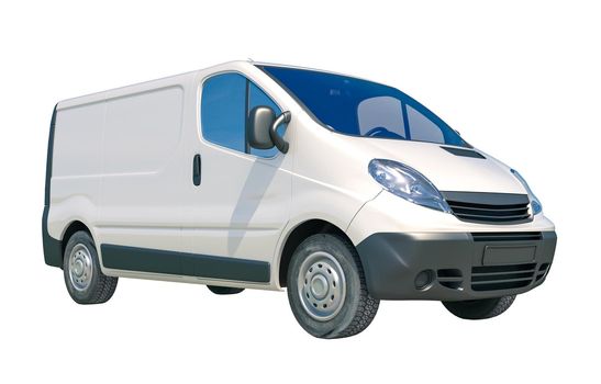 White Delivery Van Icon Isolated on White Background