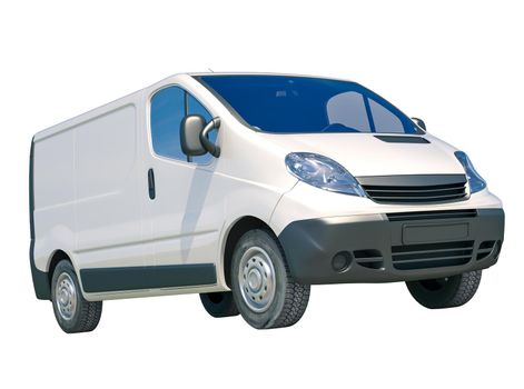 White Delivery Van Icon Isolated on White Background