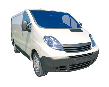 White Delivery Van Icon Isolated on White Background