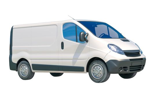 White Delivery Van Icon Isolated on White Background