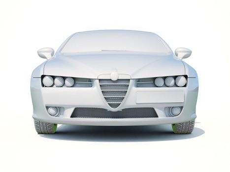3d Car White Icon, 3d Car Blank Template, 3d White Car Icon with Shadow, Business Sedan Car on White Background, Automobile Isolated, Automobile Service Sign, Auto Body, Automobile Industry