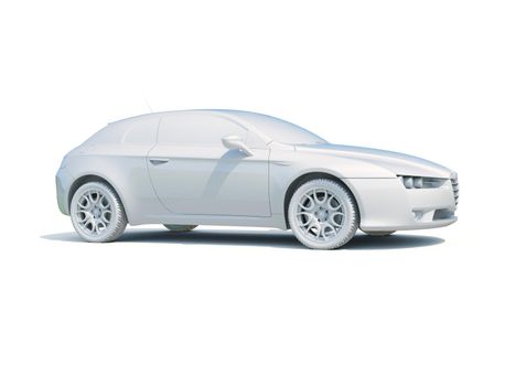 3d Car White Icon, 3d Car Blank Template, 3d White Car Icon with Shadow, Business Sedan Car on White Background, Automobile Isolated, Automobile Service Sign, Auto Body, Automobile Industry