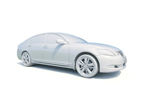 3d Car White Icon, 3d Car Blank Template, 3d White Car Icon with Shadow, Business Sedan Car on White Background, Automobile Isolated, Automobile Service Sign, Auto Body, Automobile Industry