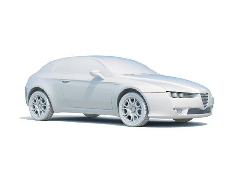 3d Car White Icon, 3d Car Blank Template, 3d White Car Icon with Shadow, Business Sedan Car on White Background, Automobile Isolated, Automobile Service Sign, Auto Body, Automobile Industry