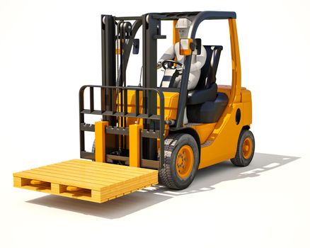 3d render: Yellow Forklift Truck Shot on White Background